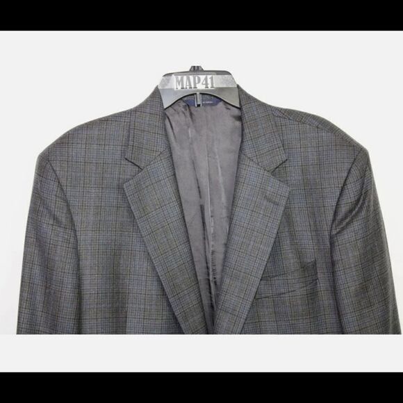 Brooks Brothers 1818 Madison Gray/Blue/Black Check Wool 2B Sportcoat Blazer 43L - Picture 2 of 8
